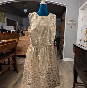 Chetta B gold floral dress size 14